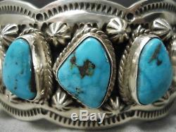 Exquisite Vintage Navajo Spiderweb Turquoise Sterling Silver Shell Bracelet