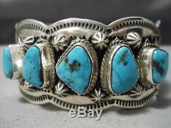 Exquisite Vintage Navajo Spiderweb Turquoise Sterling Silver Shell Bracelet