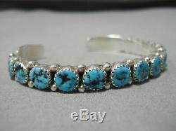 Exquisite Vintage Navajo Sterling Silver Turquoise Bracelet