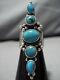 Exquisite Vintage Navajo Turquoise Sterling Silver Mane Thompson Ring Old