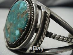 Exquisite Vintage Navajo Turquoise Sterling Silver Native American Bracelet Old