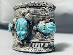Extremely Important Vintage Navajo Frog Turquoise Sterling Silver Bracelet