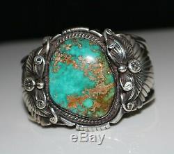 FANTASTIC Vintage Navajo Old Pawn Signed DB ROYSTON TURQUOISE Cuff Bracelet