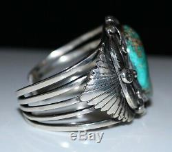 FANTASTIC Vintage Navajo Old Pawn Signed DB ROYSTON TURQUOISE Cuff Bracelet