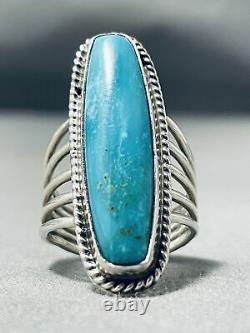 Fabulous Vintage Navajo Pilot Mountain Turquoise Sterling Silver Ring