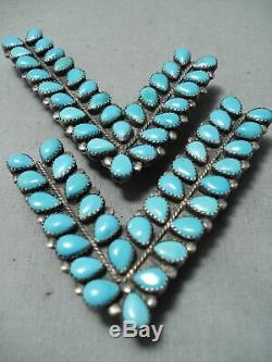 Fabulous Vintage Navajo Sleeping Beauty Turquoise Sterling Silver Collar Pins