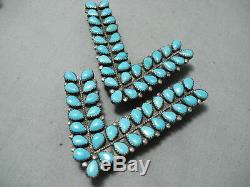 Fabulous Vintage Navajo Sleeping Beauty Turquoise Sterling Silver Collar Pins