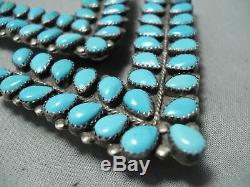 Fabulous Vintage Navajo Sleeping Beauty Turquoise Sterling Silver Collar Pins