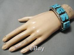 Fantastic Vintage Navajo Sleeping Beauty Turquoise Sterling Silver Bracelet Old