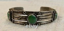 Fine Vintage Native American Navajo Old Pawn silver turquoise bracelet