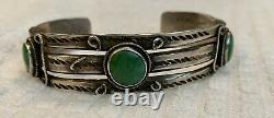 Fine Vintage Native American Navajo Old Pawn silver turquoise bracelet