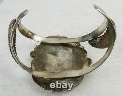 Fine natural turquoise blues browns Navajo sterling silver VTG CUFF BRACELET