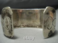 Flowers Turquoise Vintage Navajo Sterling Silver Cuff Bracelet Old