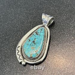 Fred Guerro Navajo Guild Turquoise Sterling Silver Pendant Vintage Signed Z8