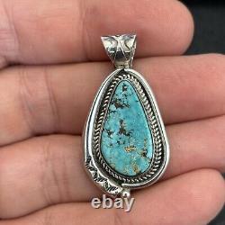 Fred Guerro Navajo Guild Turquoise Sterling Silver Pendant Vintage Signed Z8