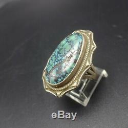 GORGEOUS Vintage NAVAJO Sterling Silver BLUE CREEK TURQUOISE RING size 7.25