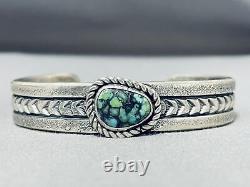 Gary Custer Vintage Navajo Blue Green Turquoise Sterling Silver Bracelet