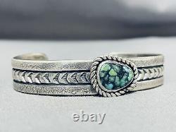 Gary Custer Vintage Navajo Blue Green Turquoise Sterling Silver Bracelet