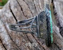 Glorious Old Pawn Vintage Navajo Sterling BIG SLAB Turquoise cuff Bracelet