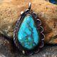 Gorgeous Vintage Native American Navajo Turquoise Sterling Silver Pendant