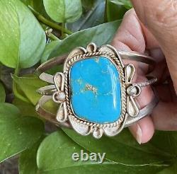Gorgeous Vintage Navajo Kingman Turquoise Sterling Bracelet