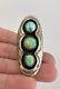 HUGE 2.25 Vtg Navajo Sterling Silver Blue Gem Turquoise Stamped Shadowbox Ring