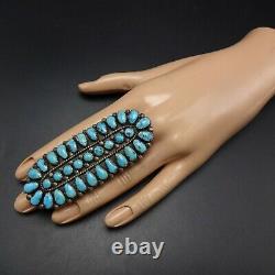 HUGE 3.25 Long Vintage NAVAJO Sterling Silver TURQUOISE Cluster RING size 7.75