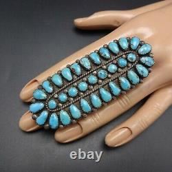 HUGE 3.25 Long Vintage NAVAJO Sterling Silver TURQUOISE Cluster RING size 7.75