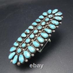 HUGE 3.25 Long Vintage NAVAJO Sterling Silver TURQUOISE Cluster RING size 7.75