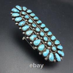 HUGE 3.25 Long Vintage NAVAJO Sterling Silver TURQUOISE Cluster RING size 7.75