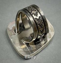 HUGE Large Vintage Navajo Native American Sterling Silver Turquoise Inlay Ring