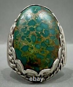 HUGE THICK RARE Vintage Navajo Spiderweb Turquoise Sterling Silver Ring 24 Grams