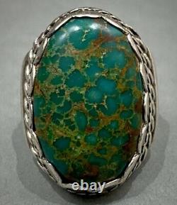 HUGE THICK RARE Vintage Navajo Spiderweb Turquoise Sterling Silver Ring 24 Grams