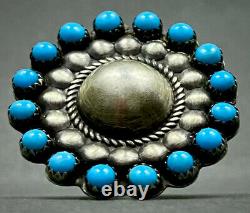 HUGE Vintage Navajo Sterling Silver Sleeping Beauty Turquoise Cluster Dome Ring