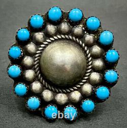 HUGE Vintage Navajo Sterling Silver Sleeping Beauty Turquoise Cluster Dome Ring