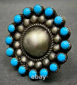 HUGE Vintage Navajo Sterling Silver Sleeping Beauty Turquoise Cluster Dome Ring