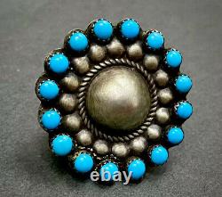 HUGE Vintage Navajo Sterling Silver Sleeping Beauty Turquoise Cluster Dome Ring