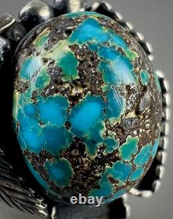 HUGE Vintage Old Pawn Navajo Sterling Silver High Grade Turquoise Ring BEAUTIFUL