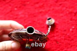 HUGE vintage TURQUOISE STERLING SILVER OVERLAY NAVAJO CANTEEN flask tobacco 116g