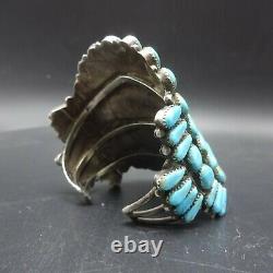 Heavy HUGE Vintage NAVAJO Sterling Silver TURQUOISE Cluster Cuff BRACELET 104g