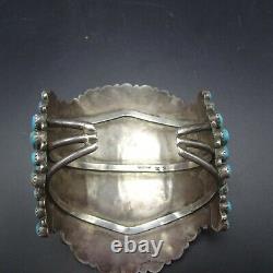 Heavy HUGE Vintage NAVAJO Sterling Silver TURQUOISE Cluster Cuff BRACELET 104g