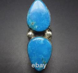 Heavy Vintage NAVAJO Sterling Silver & Blue TURQUOISE RING, size 8, 16.6g