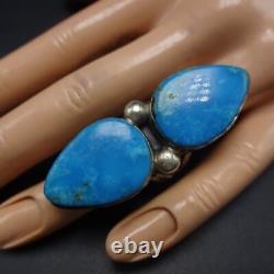 Heavy Vintage NAVAJO Sterling Silver & Blue TURQUOISE RING, size 8, 16.6g
