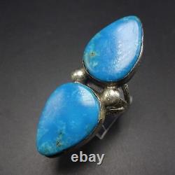 Heavy Vintage NAVAJO Sterling Silver & Blue TURQUOISE RING, size 8, 16.6g