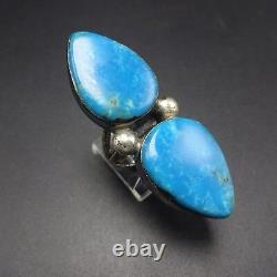 Heavy Vintage NAVAJO Sterling Silver & Blue TURQUOISE RING, size 8, 16.6g