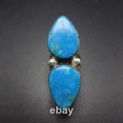 Heavy Vintage NAVAJO Sterling Silver & Blue TURQUOISE RING, size 8, 16.6g