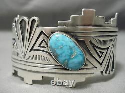 High Grade Vintage Navajo Carico Lake Turquoise Sterling Silver Bracelet