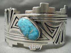 High Grade Vintage Navajo Carico Lake Turquoise Sterling Silver Bracelet