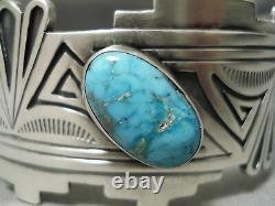 High Grade Vintage Navajo Carico Lake Turquoise Sterling Silver Bracelet