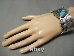 High Grade Vintage Navajo Carico Lake Turquoise Sterling Silver Bracelet